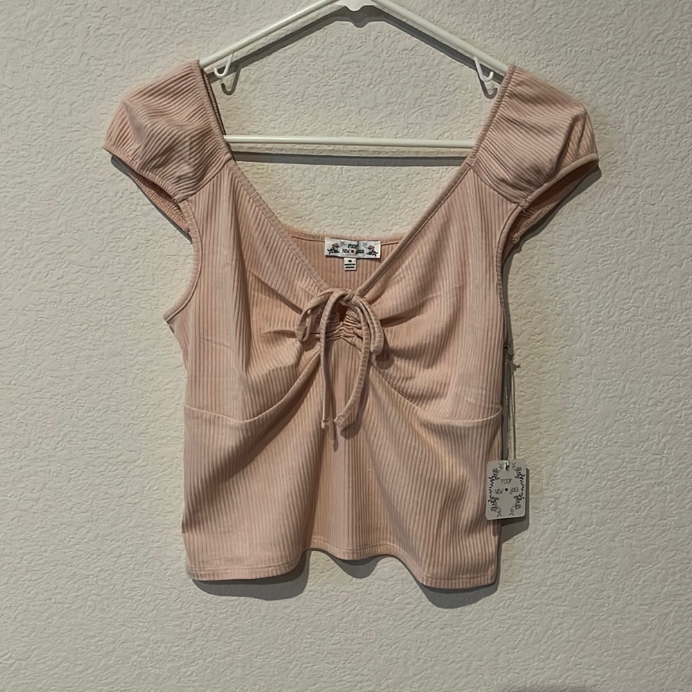 Poof New York Girls short sleeves Rose Gold Top Size M
